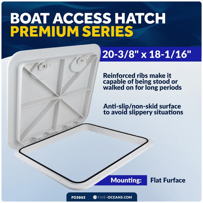 Five Oceans Boat Hatch, Marine Access Hatch, Boat Hatch Lids, Recessed Handle Locking System for Boat Yacht, 20-3/8" x 18-1/16", White Premium Series - FO3863 - Image 2